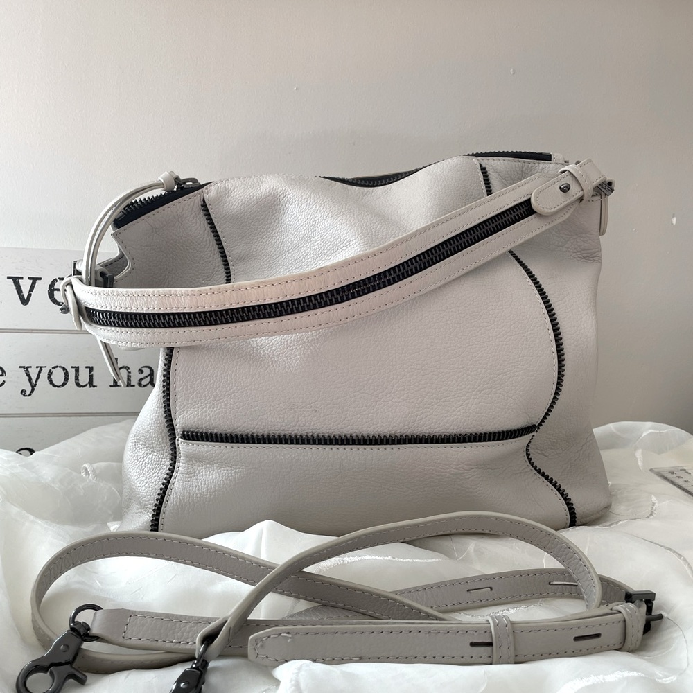 Botkier Dove Gray Leather Hobo Bag.